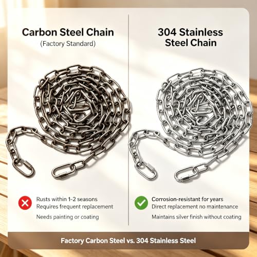 2PCS 304 Stainless Steel Porch Swing Chain Kit, 98" Length - size: 98 in x 2pc