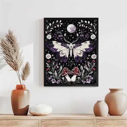 Diamond Art Kits for Adults,Moon Moth Diamond Painting Kits 12X16 Inch | 5D Diamond Art Paintings for Beginners,Round Full Drill Diamond Dot Tools Kit,Extra Diamonds,Stress Relief Craft,DIY Gift - color: Moth-0305