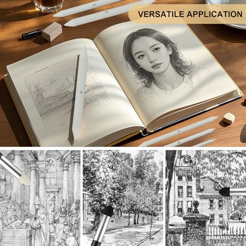 QIYUDA 9pcs Tortillons Blending Stumps for Drawing, Washable & Reusable Blending Stick, Pencil Blender