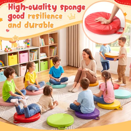 Gerrii 12Pcs Floor Cushions for Classroom,15 in Extra Thick Flexible,Multi - color: Multicolor