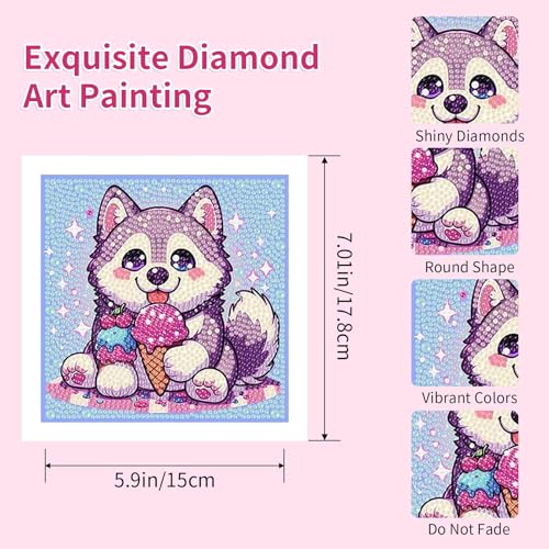 PERFECTSIGHT Cute 5D Diamond Art Kits, Kawaii DIY Painting Art for Adults Teen, 4 Pack Diamond Arts and Crafts Sets, Big Gem Full Drill Diamond Dots for Women (Koala+Panda+Husky+Hedgehog) - style: Koala+Panda+Husky+Hedgehog