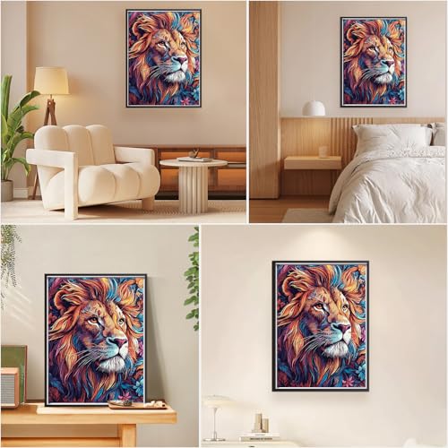 EOBROMD Paint by Numbers Kits for Adults Animal, Lion DIY Kits Crafts for Beginner, Painting Kits Adults, Oil Paint by Numbers for Home Decor Gift 16x20inch(Without Frame) - color: GOL024