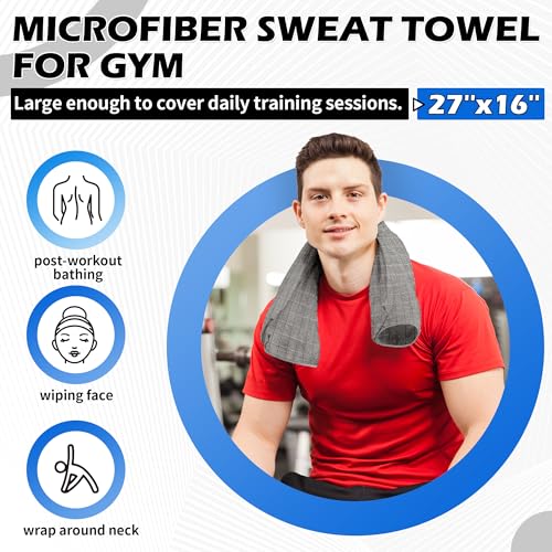 HOMERHYMRE Microfiber Workout Towels, 3 Pack Grey Gym Sweat Sports Towel for Yoga, Tennis, Running, Exercise, Working Out, Camping, Quick Dry, Highly Absorbent, for Women & Men, 16 x 27 Inch - color: Grey, size: 3 Pack