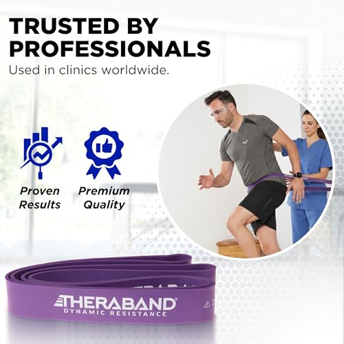 THERABAND Resistance Band Loop, Exercise, Workout, Physical Therapy, Purple | Elastic resistance band for exercise, strength training, stretching and physical therapy - size: X-Heavy (50 lbs)