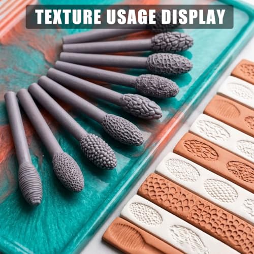 Texture Tool Sets for Clay Art - 9/23pcs Oval Clay Modeling Pattern Rollers Kit with Ergonomic Handles, Small Clay Texture Rollers for Polymer Clay, Pottery (9pcs Single Head) - color: 9pcs Single Head