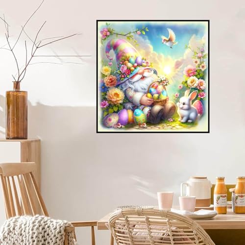 Gnome Diamond Art Kits for Adults - 5D Easter Diamond Painting 14x14 Inch | Full Round Drill for Beginners, Paint by Diamonds Home Wall Festival Decor Gift 14x14 Inch - color: Gnnme-A