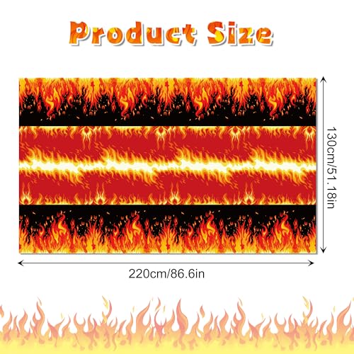1Pc Fire Party Plastic Tablecloth 54 x 87 Inch Long Table Cover, Flame Party Tablecover for Fire Fighting Theme Kids Baby Shower Birthday Dinner Picnic Kitchen Event - color: Fire