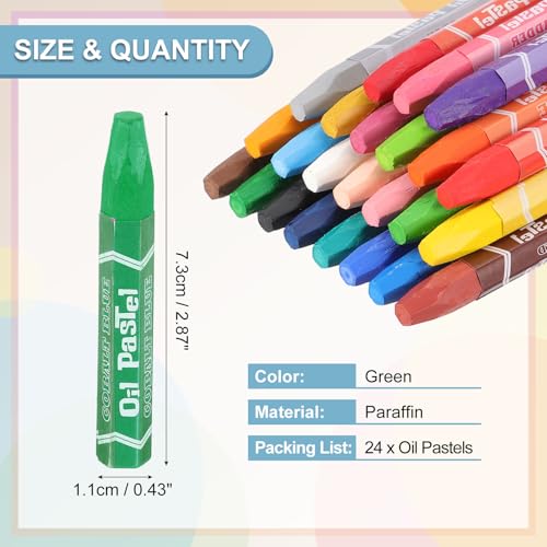 PATIKIL Green Oil Pastels, 24Pcs Soft Oil Crayons Vibrant and Creamy Pastels Stick Art Supplies for Art Painting Drawing Blending Graffiti for Artists Beginners - color: Green