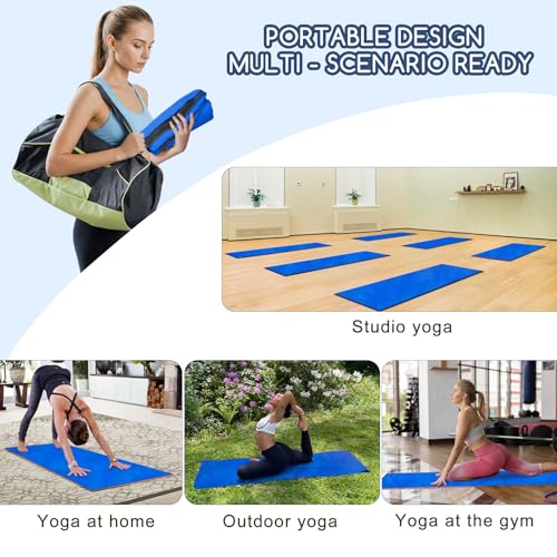 Yoga Mat Towel, Extra Thick (600GSM) Soft Hot Yoga Towel, Non-Slip and Sweat Absorbent for Hot Yoga, Bikram, Pilates, and Fitness, 72" x 27.5", Dual-Color, Grey/Blue - color: Dark Blue