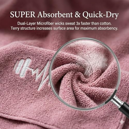Fitness Towel 37.4 x 15.75 Inches, Quick Dry Microfiber Gym Towel for Men Women, Highly Absorbent Cooling Towel for Workout, Hot Yoga, Running, Camping - Lotus Pink 1 Pack with Pouch - color: Pink