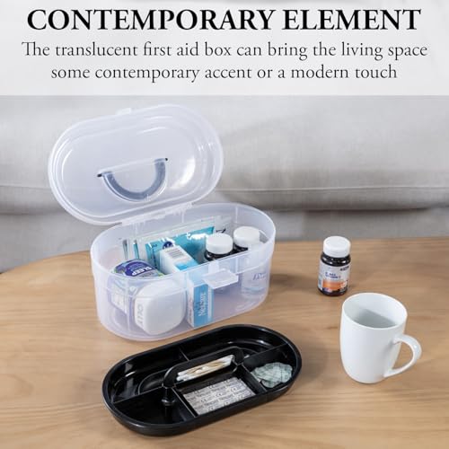 MyGift Clear Craft Storage Case with Tray, Portable Organizer Box | Clear storage case with removable tray organizes crafts, sewing supplies, first aid essentials, and small accessories