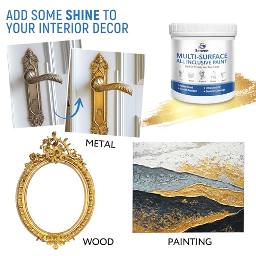 Gold Paints 150ml Metallic Liquid Gold Leaf Paint Rich Golds Paint for Metal, Wood, Canvas, Appliance, Furniture, Clay DIY, & Art Handcrafts Fast Drying Acrylic Metallic Finish Artwork & Home Décor - color: Gold - 5.3 oz