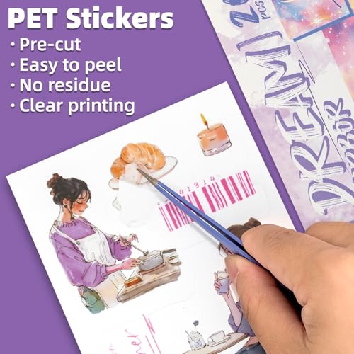 Dreamland Haven Sticker Scrapbooking Supplies for Junk Journal, 20 Sheets PET Stickers - Vintage Journaling Stickers, Ephemera Sticker Book Pre Cut(TZ-009-006) - style: Dreamland Haven
