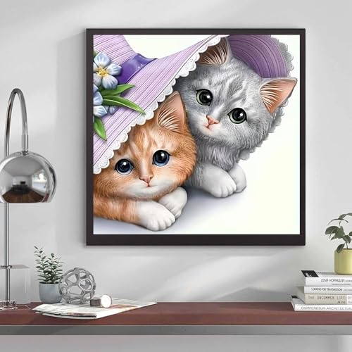 COHAYISY Cat Diamond Painting Kits for Adults-Animal Diamond Art Kits for Adults,5D Diamond Painting,DIY Full Drill Diamond Painting Cat Gem Art and Crafts 12x12 in - color: 26-75 Cat