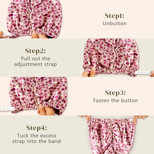 ZIMASILK 22 Momme 100% Pure Silk Bonnet for Sleeping, Leopard Pink/Purple - color: Leopard - Pink/Purple
