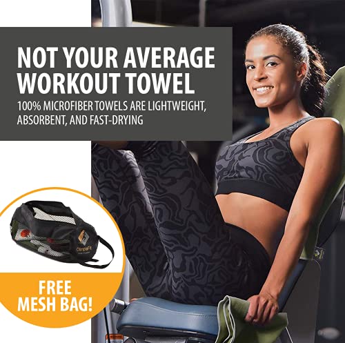 OlimpiaFit Quick Dry Towel - 3 Size Pack of Lightweight Microfiber Travel Towels w/Bag - Fast Drying Towel Set for Camping, Beach, Gym, Backpacking, Sports, Yoga & Swim Use - color: Blue (3 Size Set)