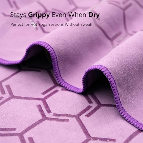 Eunzel Double Sided Silicone Yoga Mat Towel, 72" x 26.5" | Double-Sided Silicone Grip, Non Slip Surface, Absorbent Microfiber, Hot Yoga & Vinyasa - color: Purple