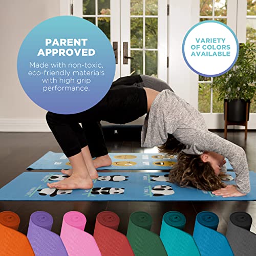 Bean Products Yoga Mat for Exercise - Non Slip Thick Comfortable Workout Floor Mat for Adults and Kids - Eco Friendly Foldable Yoga Mat for Yoga, Pilates, Gym and Stretching - color: Raspberry Emoji, size: Kids (60" x 24")