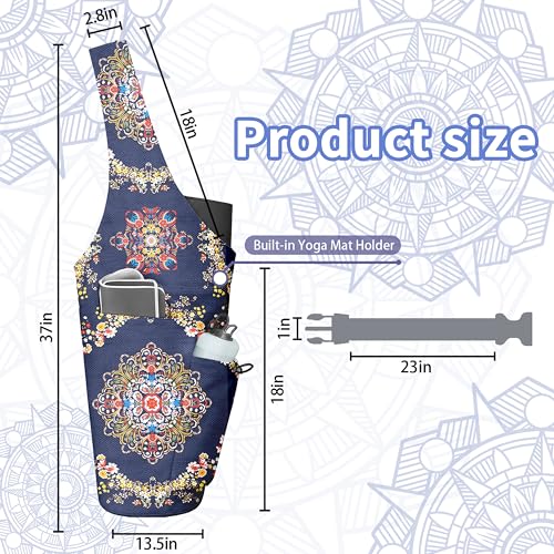 Yoga Bag for Women, Large Yoga Mat Bag Tote Carrier with Wet Dry Pocket | Water Bottle Holder & Adjustable Strap, Fits 1/2" Thick Yoga Mat for Gym, Pilates, Travel, Work - color: YOGA-02