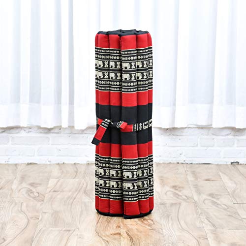 Leewadee Zabuton Seating Cushion – Square Floor Seat for Meditation Exercises, Light Yoga Mat Filled with Kapok - color: Sf13 - Red, Black