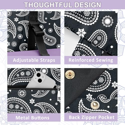 Yoga Bag for Women, Large Canvas Yoga Mat Tote Bag with Yoga Mat Carrier | Large Mat Pocket Fitness Tote for Pilates, Gym, Travel, Office & Beach - color: Black Paisley