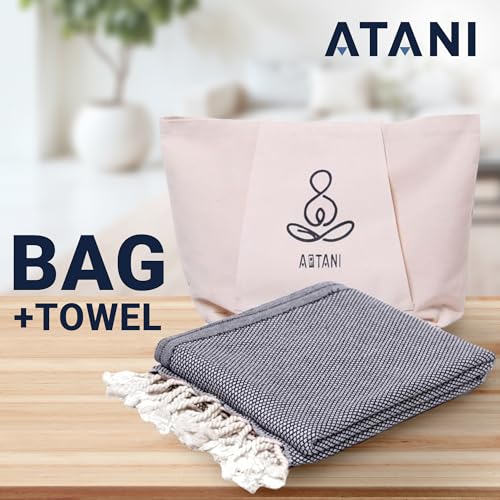 ATANI Turkish Beach Towel, Converts to a Bag, Oversized 100% Cotton Bath Towels Lightweight Quick-Dry Beach Blanket for Travel, Picnic, Camping, Yoga and Pool (Black + Bag, 35 inc x 69 inc) - color: Black + Bag, size: 35 inc x 69 inc