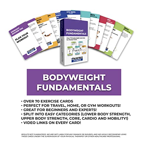 65 Bodyweight Workout Cards Deck 3x5'', Beginner to Intermediate