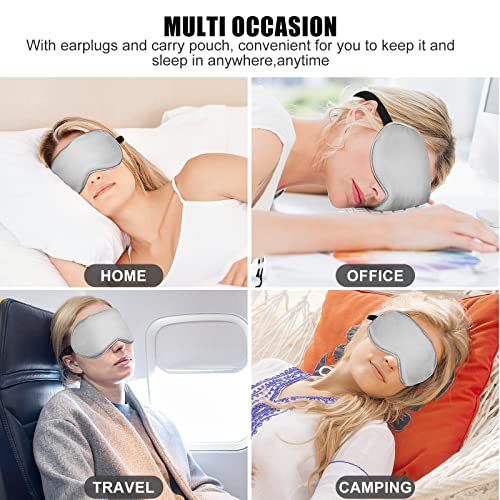 Sleep Mask w/ Cooling Gel Eye Mask, Silk Eye Mask for Sleeping, Hot & Cold Eye Masks, Blindfold Eye Cover Sleeping Mask for Home Office Travel, Yoga, Stocking Stuffers for Men Women (Grey) - color: Grey