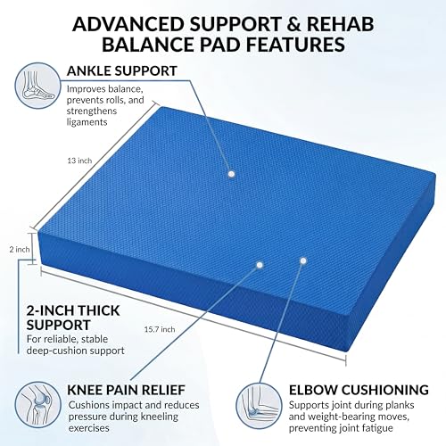 Stability Trainer Pad - Foam Balance Exercise Pad Cushion for Therapy, Yoga, Dancing Balance Training, Pilates,and Fitness (Blue)