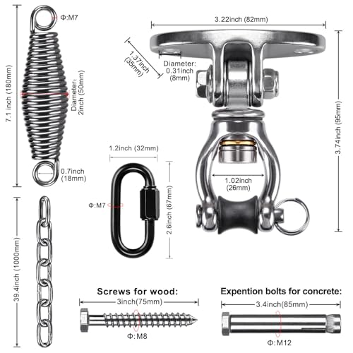 SELEWARE Hammock Chair Hanging Kit, Bearing Swing Hanger w/Spring & Chain - color: Bearing Swing Hanger With Chain & Conical Spring
