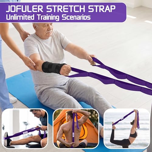 Stretching Strap for Physical Therapy and Home Rehab, 10 Loops - color: Purple