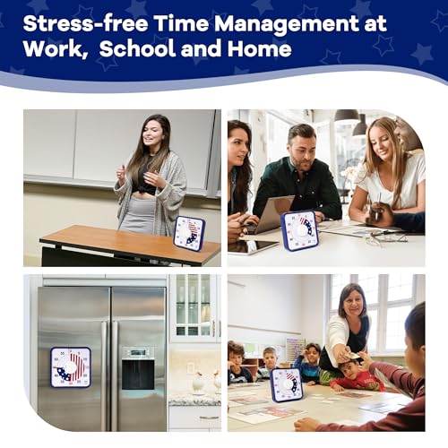 TWENTY5 SEVEN Countdown Timer 7.5 inch; Patriotic 60 Minute 1 Hour Visual Timer, Classroom Teaching Tool Office Meeting, Mechanical Magnetic Countdown Clock for Kids Exam Time Management, Blue - color: National Flag