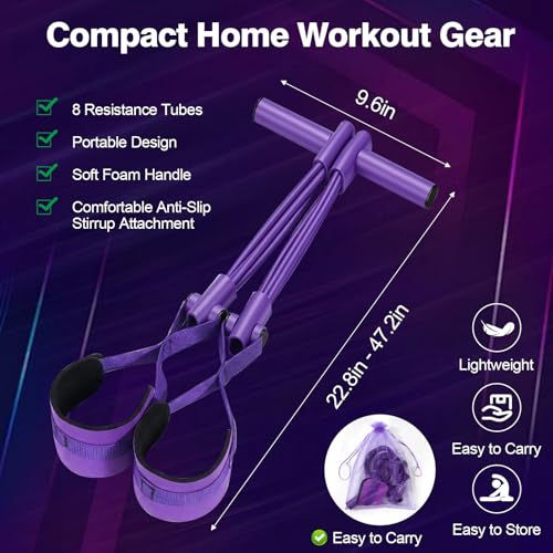 Upgraded Resistance Bands with Handles, 8-Tube Multifunctional Exercise Bands for Full Body Workout, Strength Training Bands for Arms, Legs, Abs & Home Gym