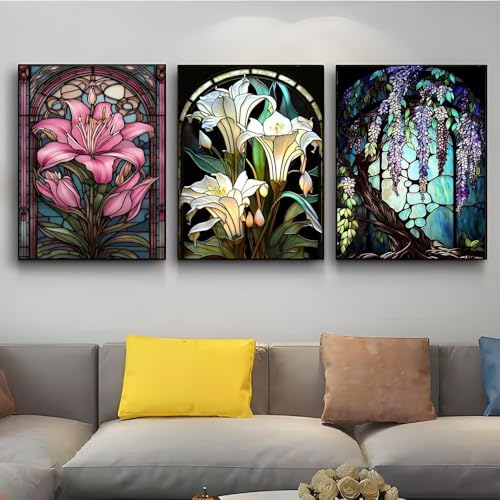 GEMOUJ 6 Packs Paint by Numbers Kits for Adult-Flowers Paint by Numbers Kit for Adults Beginners, DIY Flowers Acrylic Painting on Canvas for Adult, Home Wall Decor 12 X 16Inch - color: GM02-07