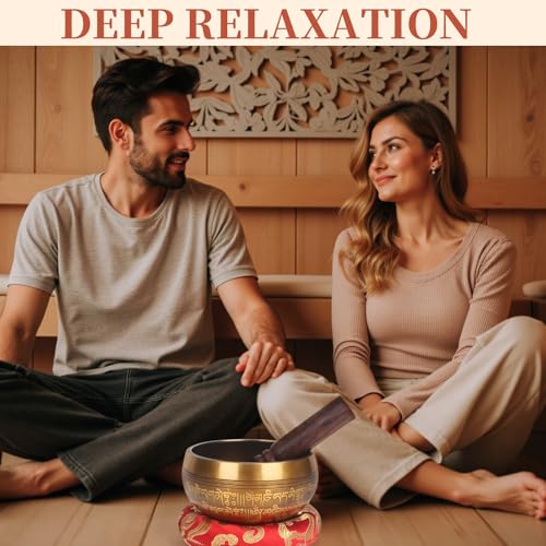 AKLOT HandMade Meditation Singing Bowl: Tibetan Sound Bowl Set with Pure Tone, Sound Bath Bowl with Cushion, Mallet, Spiritual Gift for Chakra Clearing, Mind Healing, Yoga, Prayer, Relaxation (4 Inch) - color: 4 inch Flower