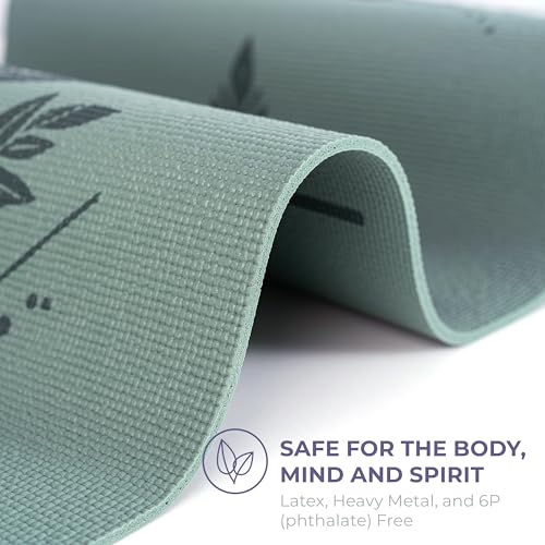 Ascend 6mm Thick Yoga Mat, 72x24in - color: Sage Haven - Printed