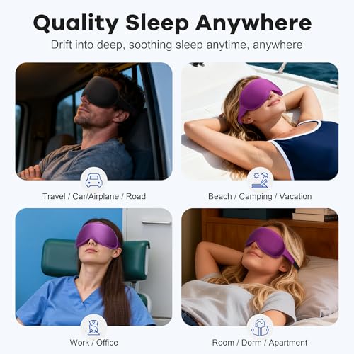 Weighted Eye Mask for Sleeping 2 Pack: Gentle Pressure Blackout Sleep Mask with 3D Contoured Cups, Zero Eye Pressure Sleep Mask for Lash Extensions, Memory Foam Travel Mask, Pink Purple - color: Pink & Purple (2 Pack)