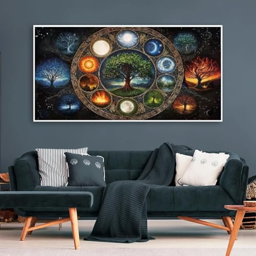 COHAYISY Large Side Diamond Art Kits for Adults - Tree of Life Diamond Painting Kits for Adults, DIY Full Drill Tree of Life Diamond Art Painting, Gem Painting Kit for Wall Decor 27.5 X 15.7inch - color: 25-22 The Tree of Life