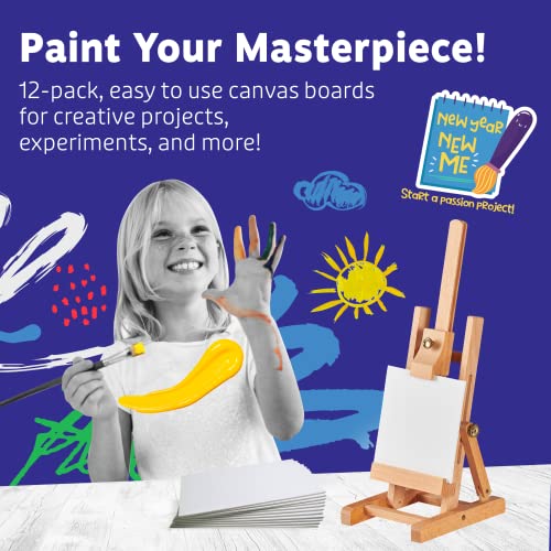 Artlicious Small Canvases for Painting - Pack of 12, 4 x 4 Inch Blank White Canvas Boards - 100% Cotton Art Panels Mini Canvas Bulk for Oil, Acrylic & Watercolor Small Painting Canvas - size: 4x4" - 12Pcs