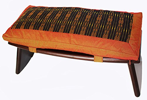 Meditation Bench & Cushion Set - Folding Seiza - Global Weave Saffron - color: Globalweavesaffron