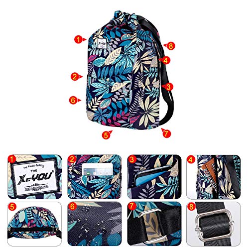 XEYOU Drawstring Backpack Bag Sport Gym Sackpack Beach Cinch Bag | Lightweight Swimming Bag, Water-Resistant Fabric, Travel Daypack for Women and Men - color: Blue Maple Leaf
