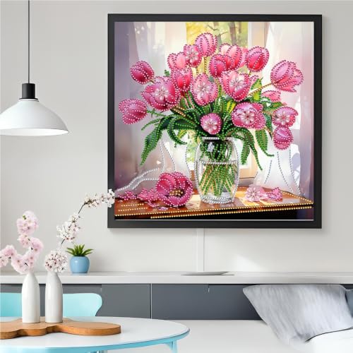 5D Partial Special Shaped Diamond Art Kit Daisy Flower Vase Shiny Bright Rhinestone Diamond Painting Craft for Beginners Perfect Handmade Gift 11.8×11.8 Inch (YH039) - color: YH039