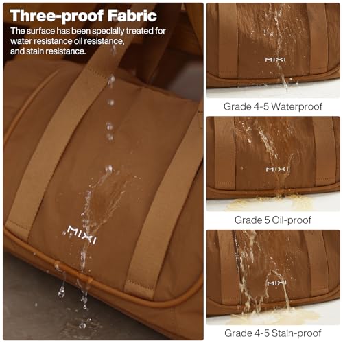 mixi Travel Tote Bag for Women Large Expandable Travel Bag Waterproof Lightweight Carry On Personal Item Handbag - color: Brown