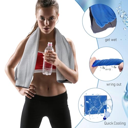 BBTO 100 Pack Cooling Towel Bulk - color: Blue Gray, size: 32 x 12 Inch