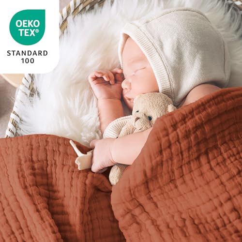 Love's cabin 100% Cotton Muslin Blanket, 6 Layer Lightweight Breathable Gauze Twin Size Blanket 60 x 80 Inches, Soft Summer Blanket for Bed or Couch, Orange - color: Orange, size: Twin(60"x80")