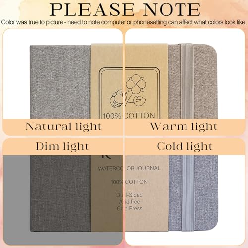 Watercolor Journal Sketchbook 5.5x5.5 24 Sheets Gray | Cotton paper, 140 LB 300 GSM, Linen cover, Tap Water Pen, Travel sketching - color: Gray, size: 5.5x 5.5 Inch