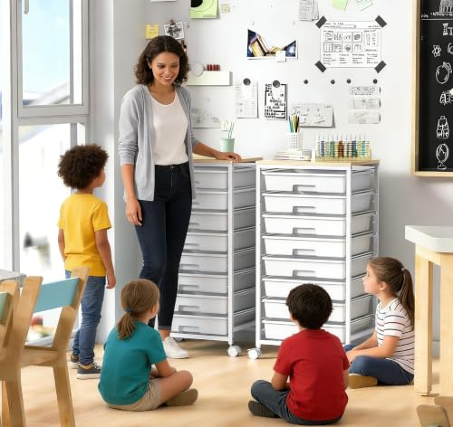 SYKIARIOL Rolling Storage Cart with Drawers, 8 Drawers Utility Cart,White - color: White