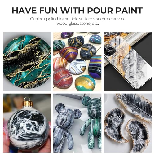 Nicpro Titanium White Color Acrylic Pour Paint, 33.8oz Pre-Mixed Pouring | Paint Supplies with Silicone Pour Oil & Gloves for Canvas, Rock, Wood Cell Creation Flow DIY Art Painting, Ready to Pour - color: 33.8oz-white