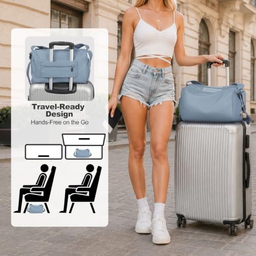 Womens Mini Gym Bag with Shoe Compartment 20L, Dusty Blue - color: Dusty Blue