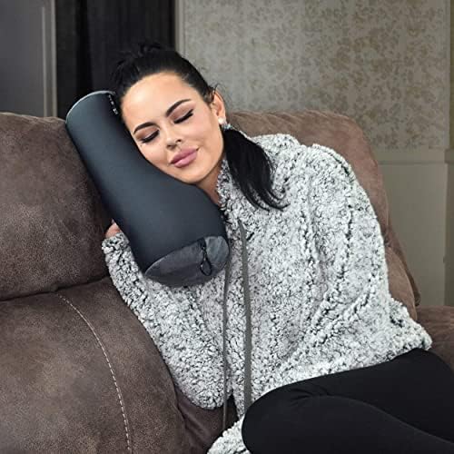 Wolf Essentials Microbead Bolster Tube Travel Pillow - Compact Neck Roll Pillow for Airplane, Car, or Home - Soft Lumbar Support Pillow – Charcoal - color: Charcoal, size: Adult (Single Pack)